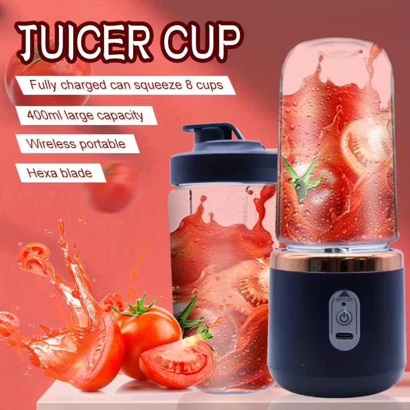 Mini Portable Juicer Blender 400ML – USB Rechargeable Smoothie Maker 🍹