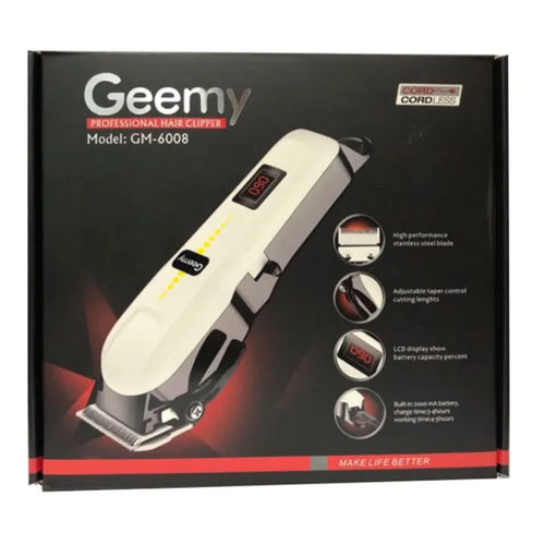Geemy Professional Hair Trimmer for Men – Rechargeable Cordless Hair &amp; Beard Clipper | Sharp Stainless Steel Blades | Long Battery Life