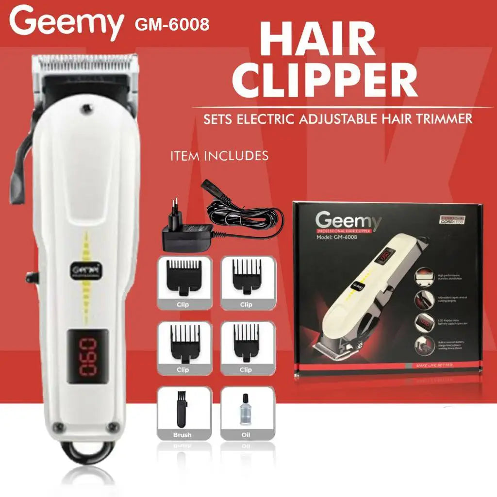 Geemy Professional Hair Trimmer for Men – Rechargeable Cordless Hair &amp; Beard Clipper | Sharp Stainless Steel Blades | Long Battery Life